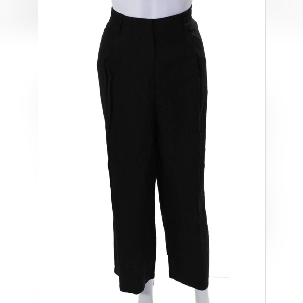 Lioness Black Button Zip Wide Leg Casual Pants Black Size L